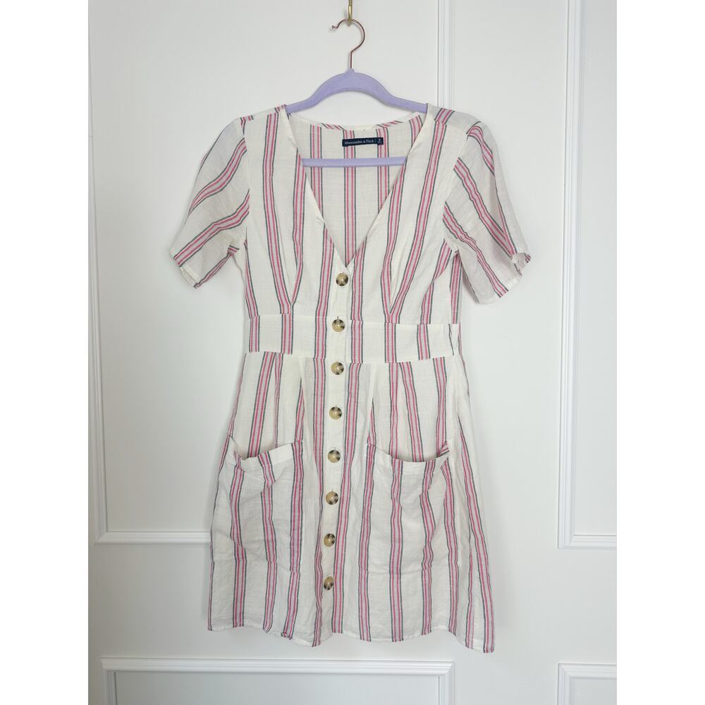 Abercrombie Striped White Cotton Gauze Dress Size S